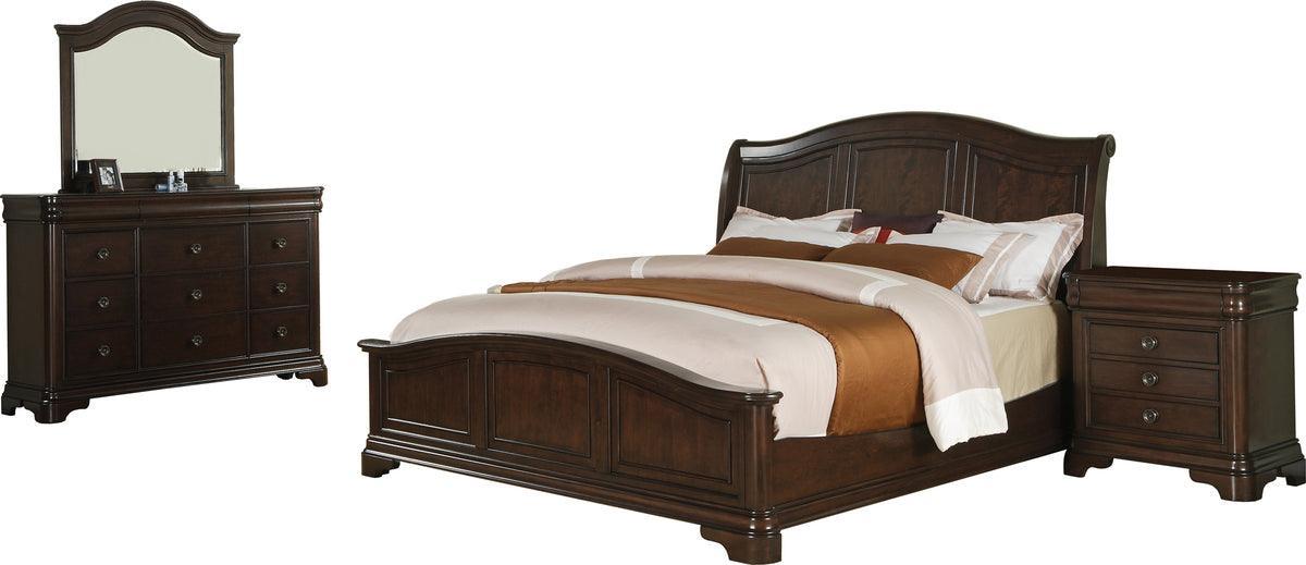 Elements Bedroom Sets - Conley Cherry King Panel 4PC Bedroom Set Cherry