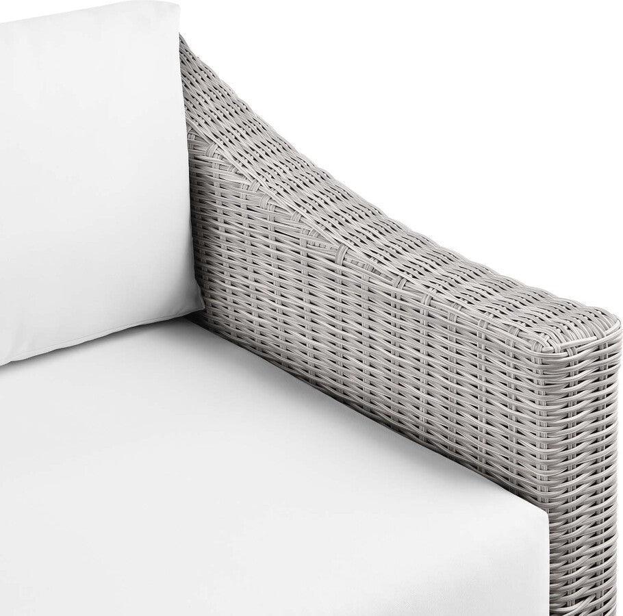 Modway Outdoor Chairs - Conway Outdoor Patio Wicker Rattan Right-Arm Chair Light Gray White