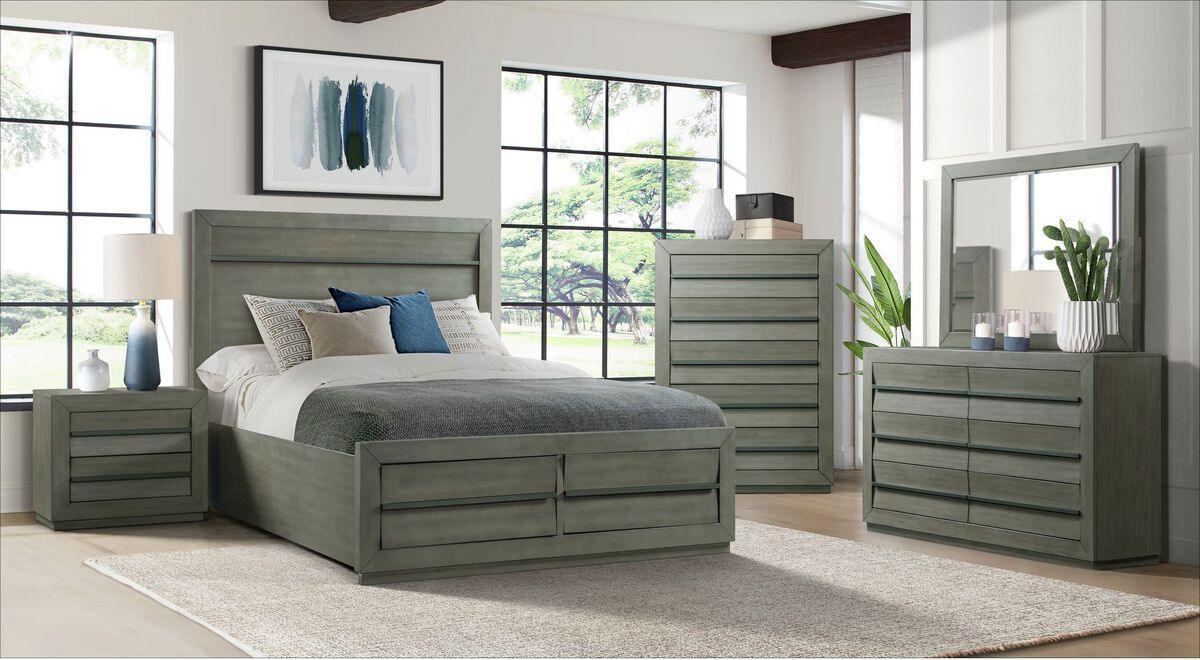 Elements Bedroom Sets - Cosmo Queen Storage 3Pc Bedroom Set In Grey