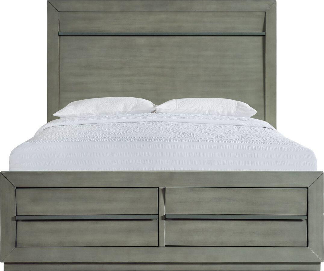 Elements Bedroom Sets - Cosmo Queen Storage 5Pc Bedroom Set In Grey