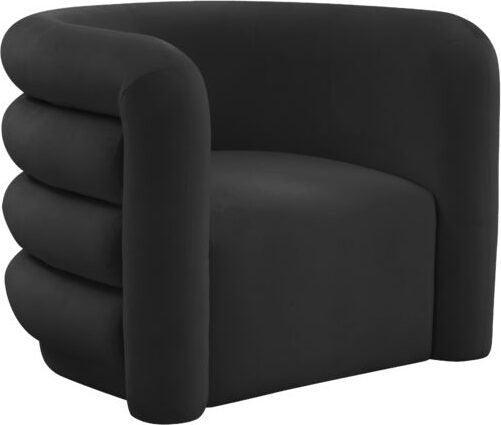 Tov Furniture Accent Chairs - Curves Black Velvet Lounge Chair