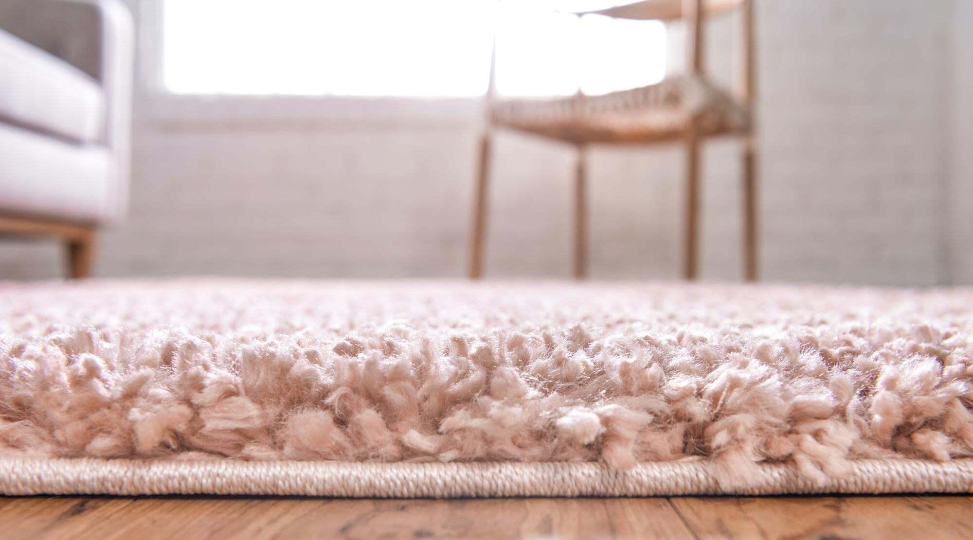 Unique Loom Indoor Rugs - Davos Shag Solid Rectangular 9x12 Rug Dusty Rose