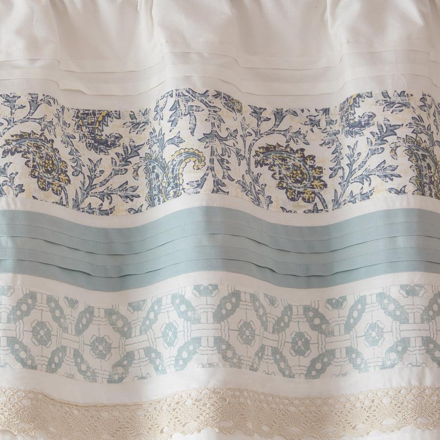 Olliix.com Curtains - Dawn Cottage Printed and Pieced Rod Pocket Valance 50x18" Blue