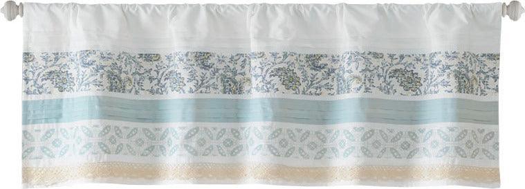 Olliix.com Curtains - Dawn Cottage Printed and Pieced Rod Pocket Valance 50x18" Blue