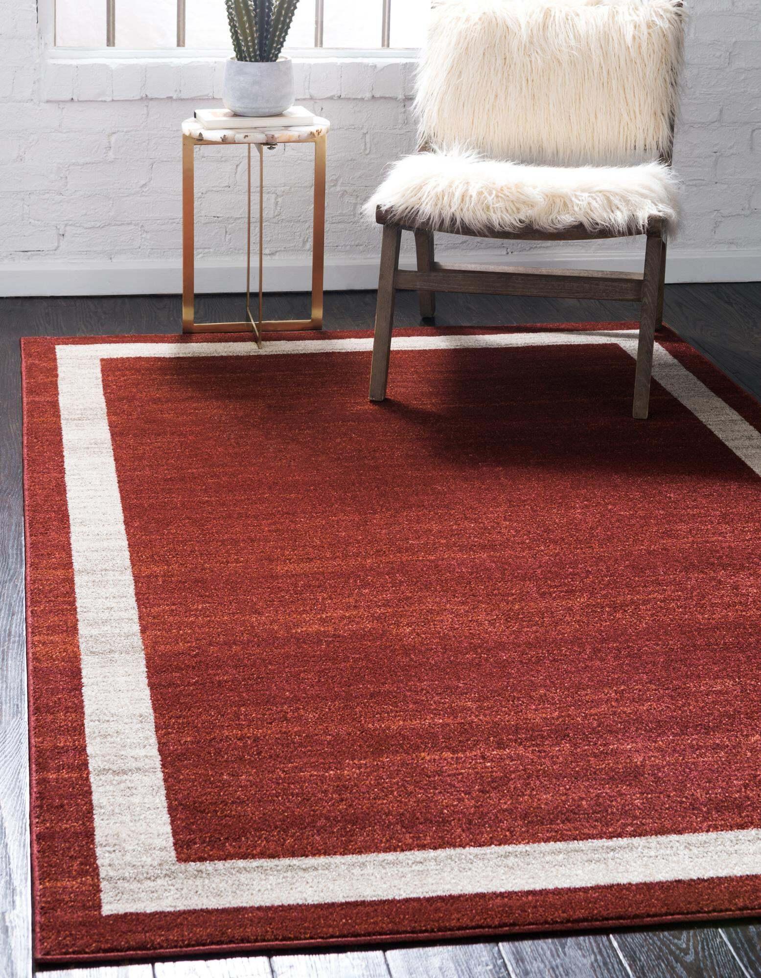 Unique Loom Indoor Rugs - Del Mar Solid Rectangular 8x11 Rug Terracotta & Ivory