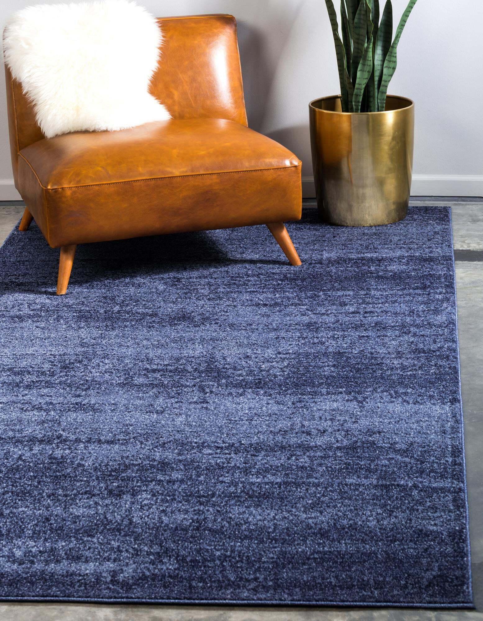 Unique Loom Indoor Rugs - Del Mar Solid Rectangular 9x12 Rug Navy Blue & Blue