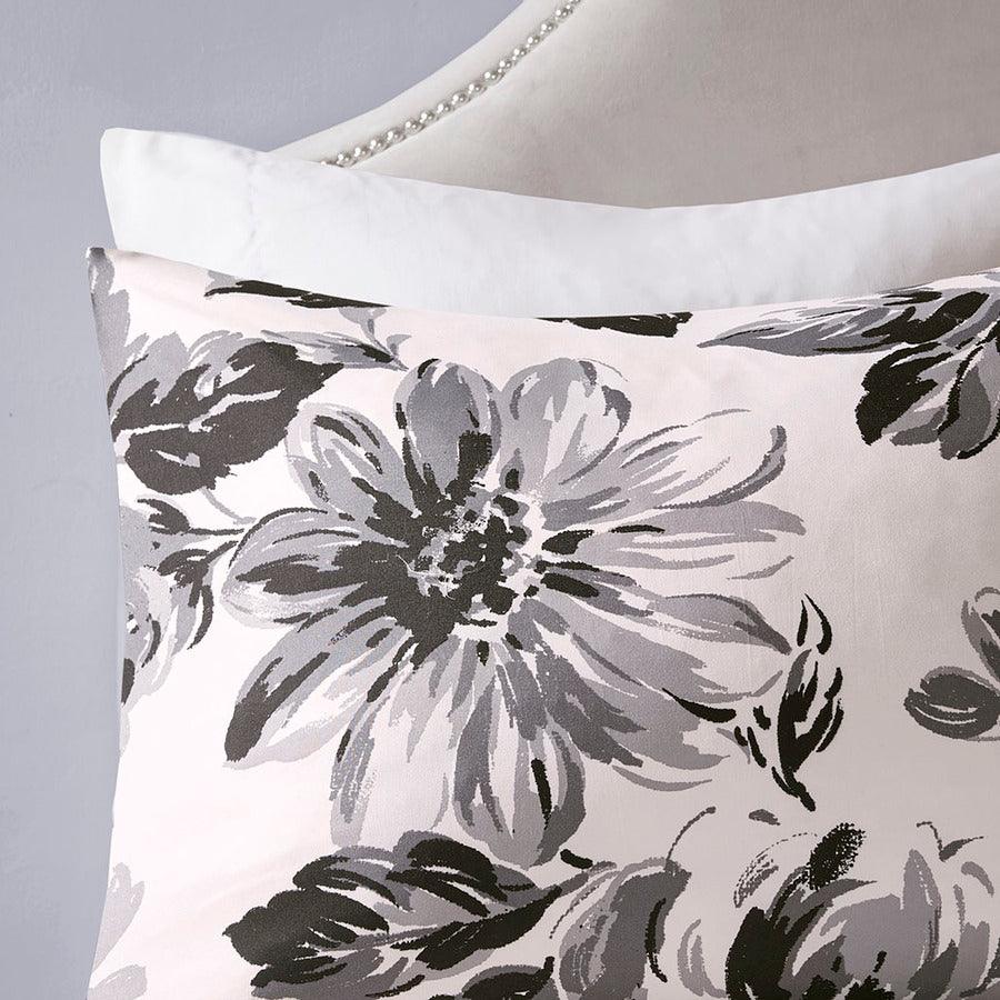 Dorsey Floral Print Comforter Set Black & White Twin/Twin XL