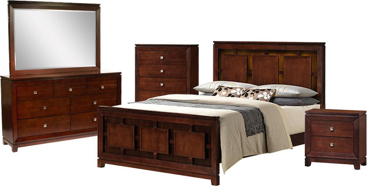 Elements Bedroom Sets - Easton King Panel 5PC Bedroom Set Cherry