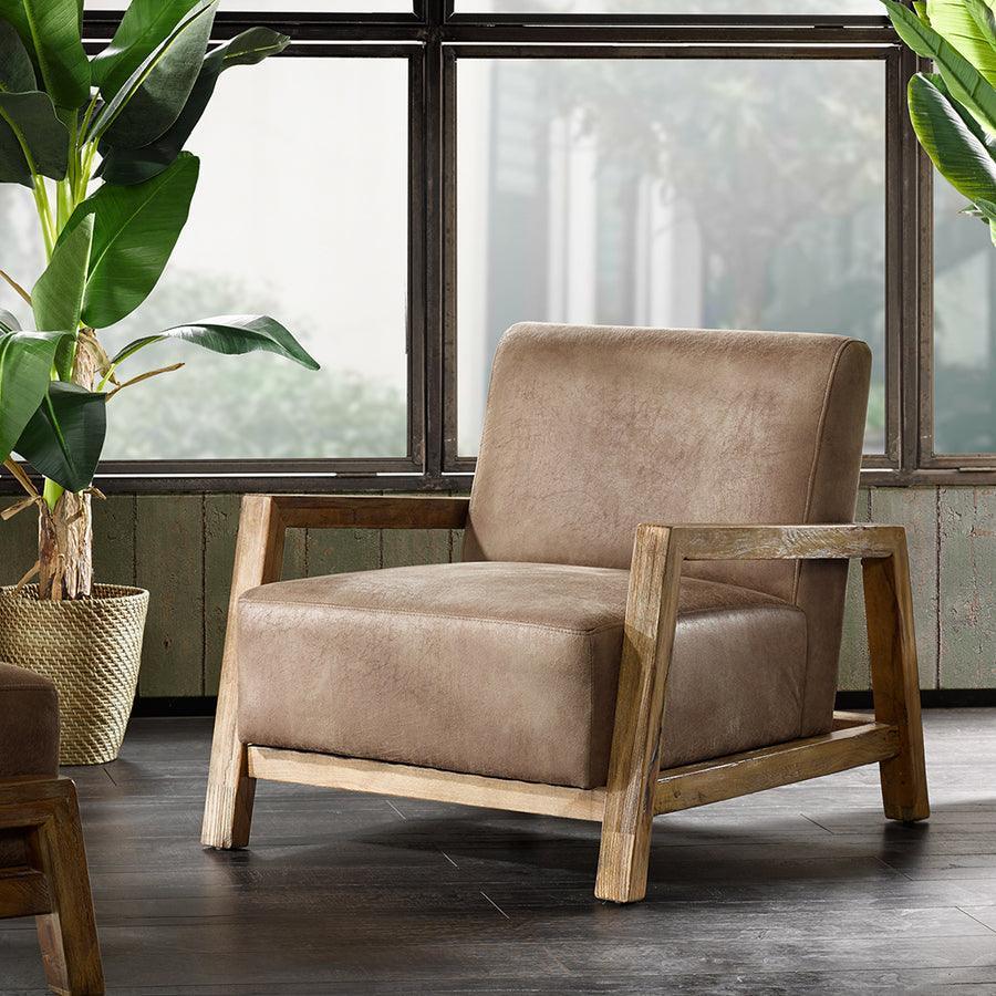 Olliix.com Accent Chairs - Easton Low Profile Accent Chair Taupe & Natural