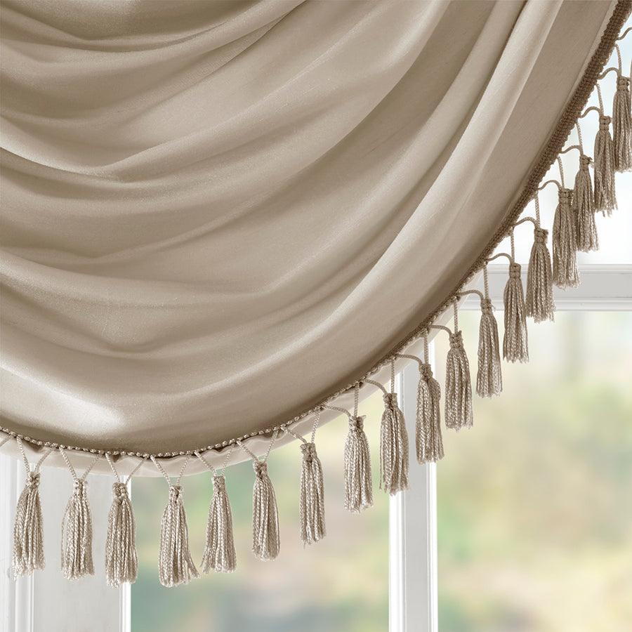 26x50 Lillian Faux Silk Twisted Tab Valance With Beads : Target