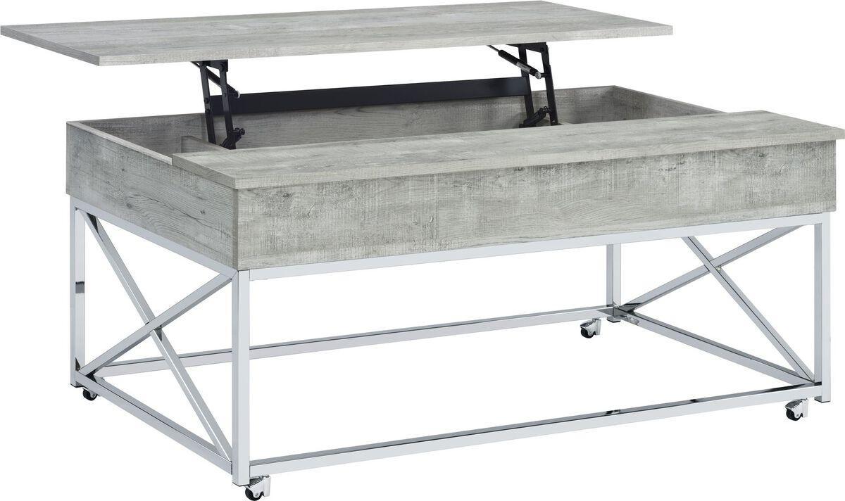 Elements Coffee Tables - Eliott Occasional Lift Top Coffee Table W/ Castors Gray