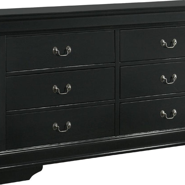 ACME Louis Philippe III Wooden 6-Drawer Dresser in Black