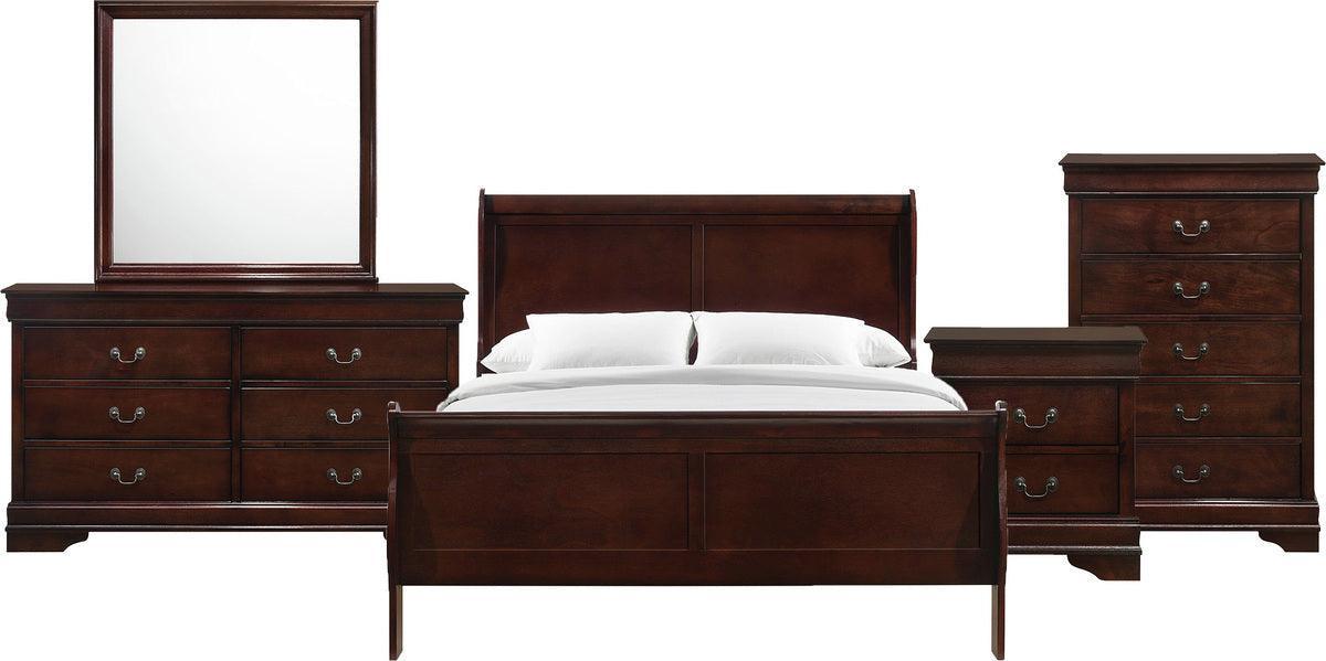 Elements Bedroom Sets - Ellington Full Panel 5Pc Bedroom Set In Cherry