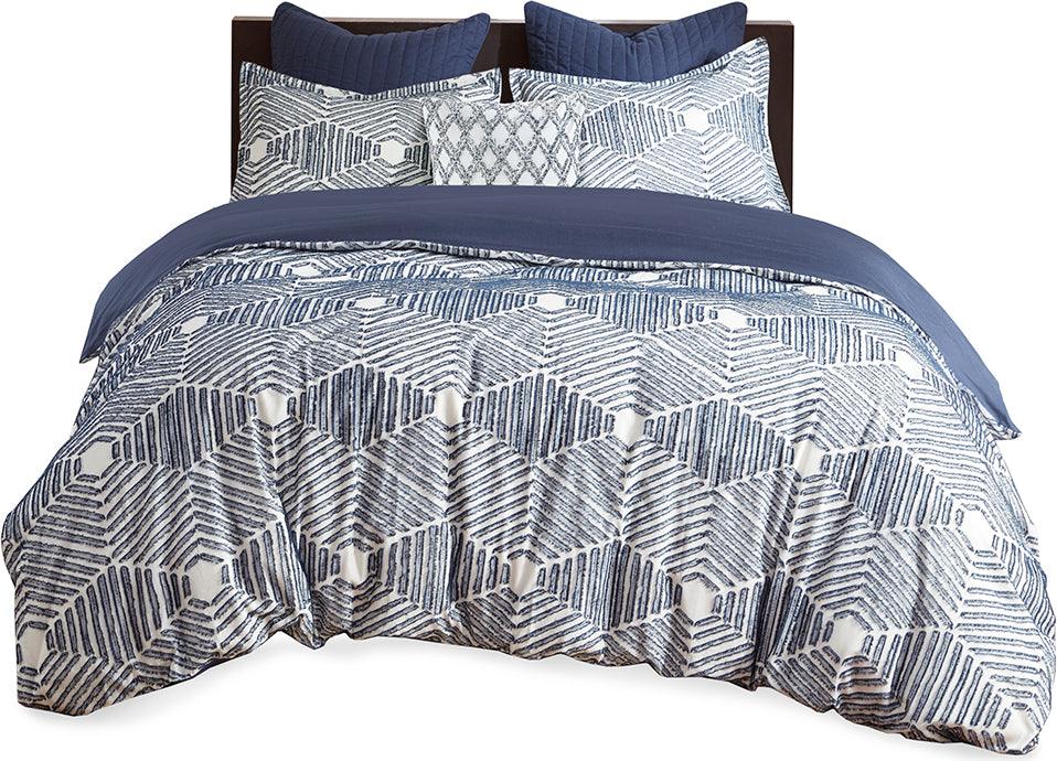 King Eliot 8pc Jacquard Comforter Set - Navy