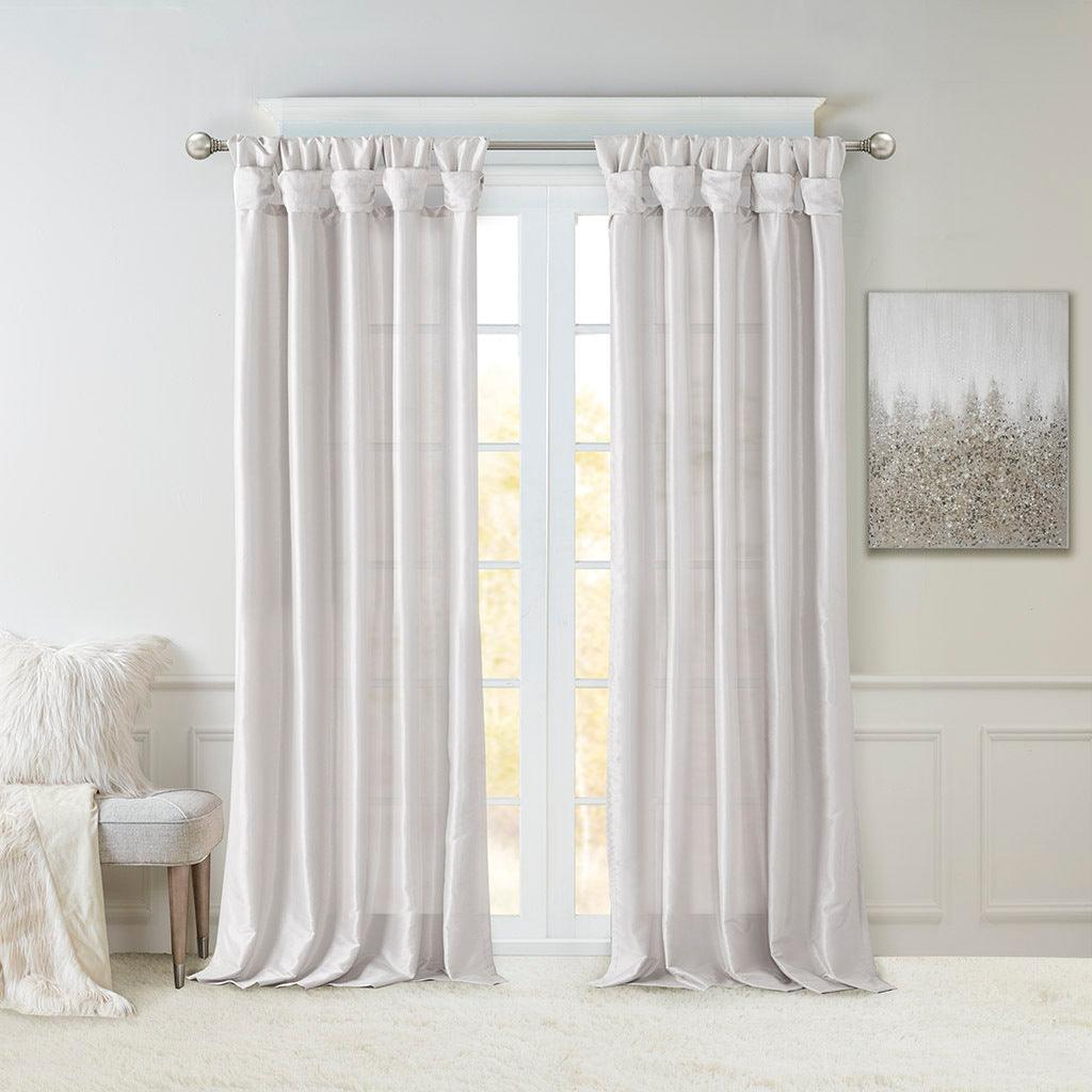 Olliix.com Curtains - Emilia 108" Twist Tab Window Curtain Collection Silver