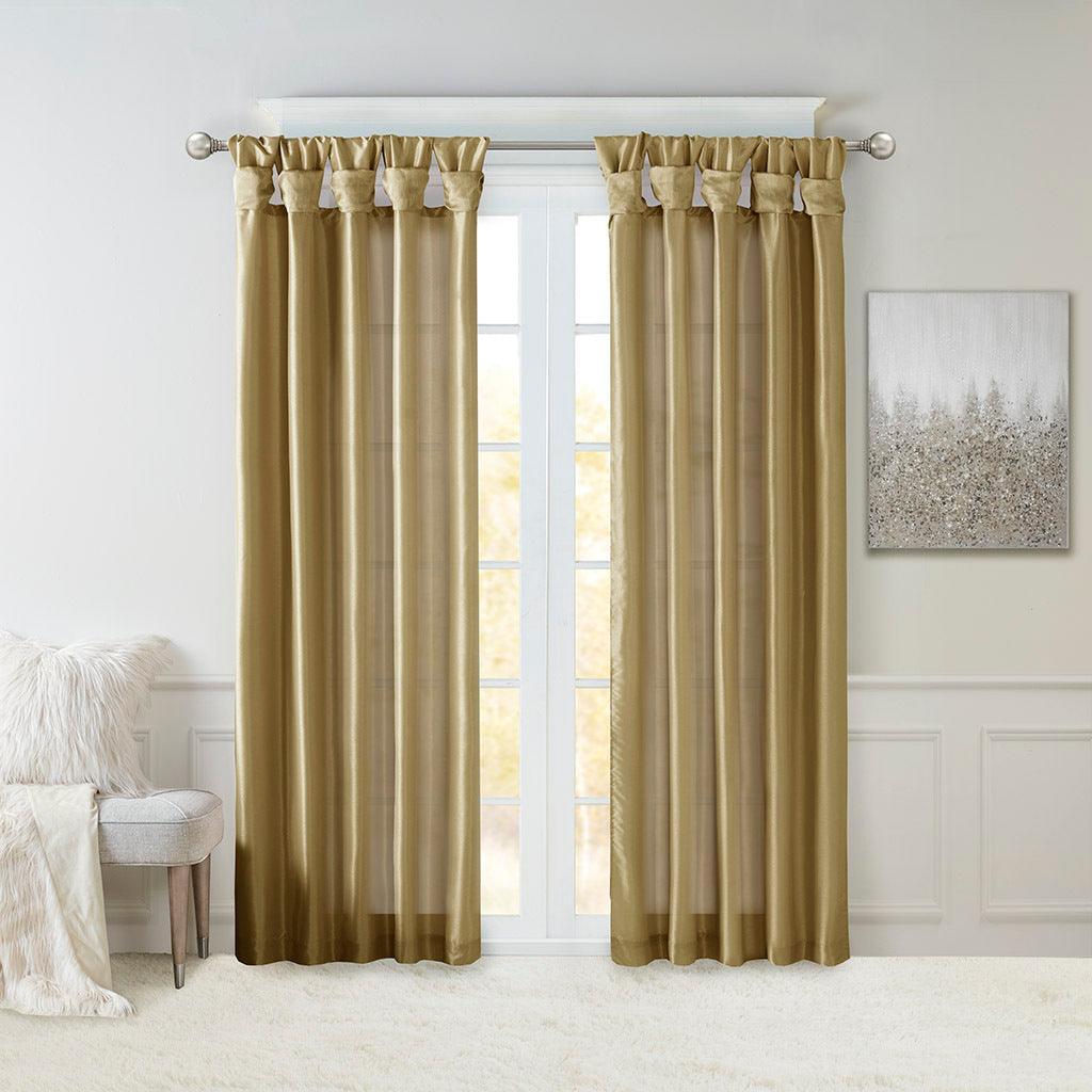 Olliix.com Curtains - Emilia 120" Twist Tab Window Curtain Collection Bronze