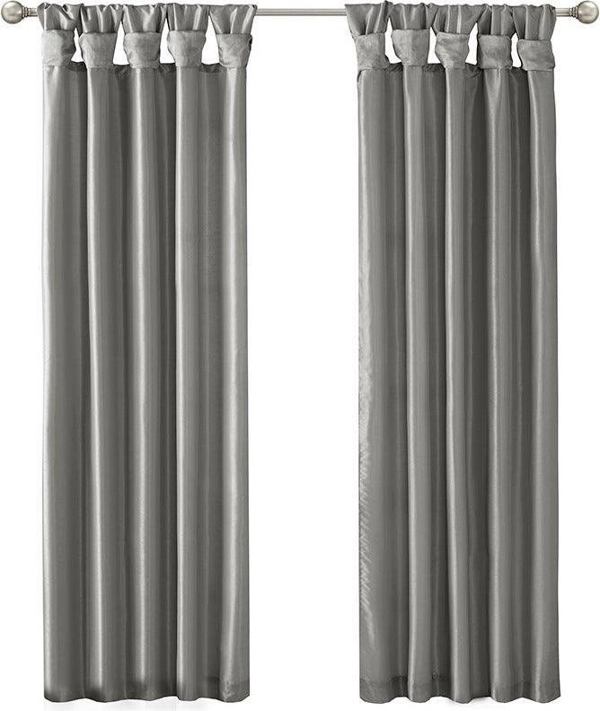 Olliix.com Curtains - Emilia 120" Twist Tab Window Curtain Collection Charcoal