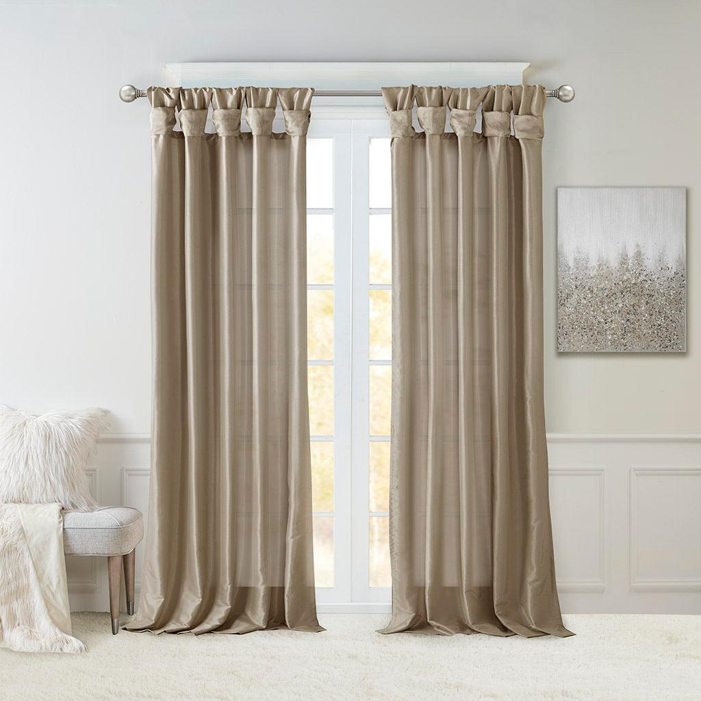 Olliix.com Curtains - Emilia 120" Twist Tab Window Curtain Collection Pewter