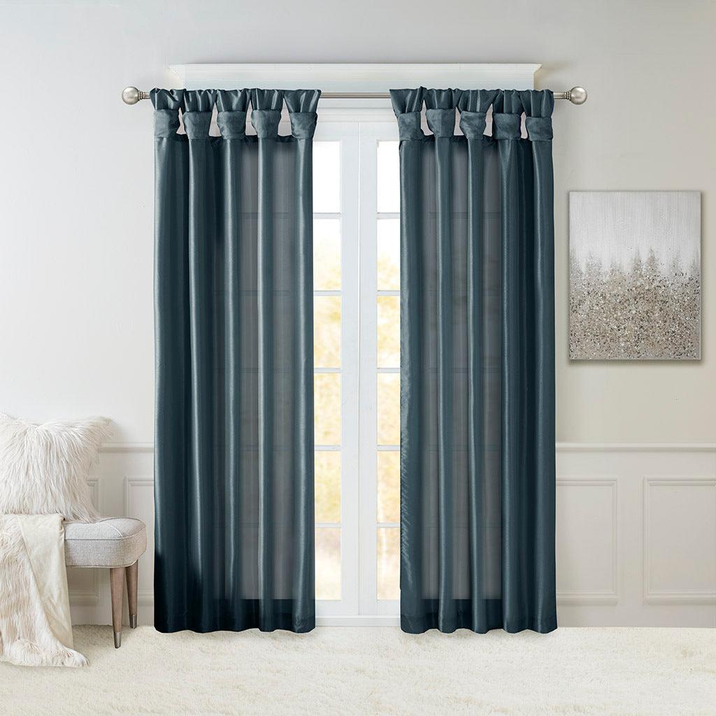 Olliix.com Curtains - Emilia 120" Twist Tab Window Curtain Collection Teal