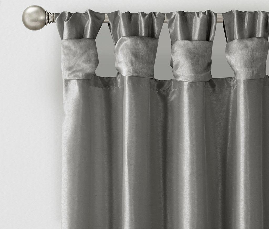 Olliix.com Curtains - Emilia 84 H Twist Tab Window Curtain Collection Charcoal