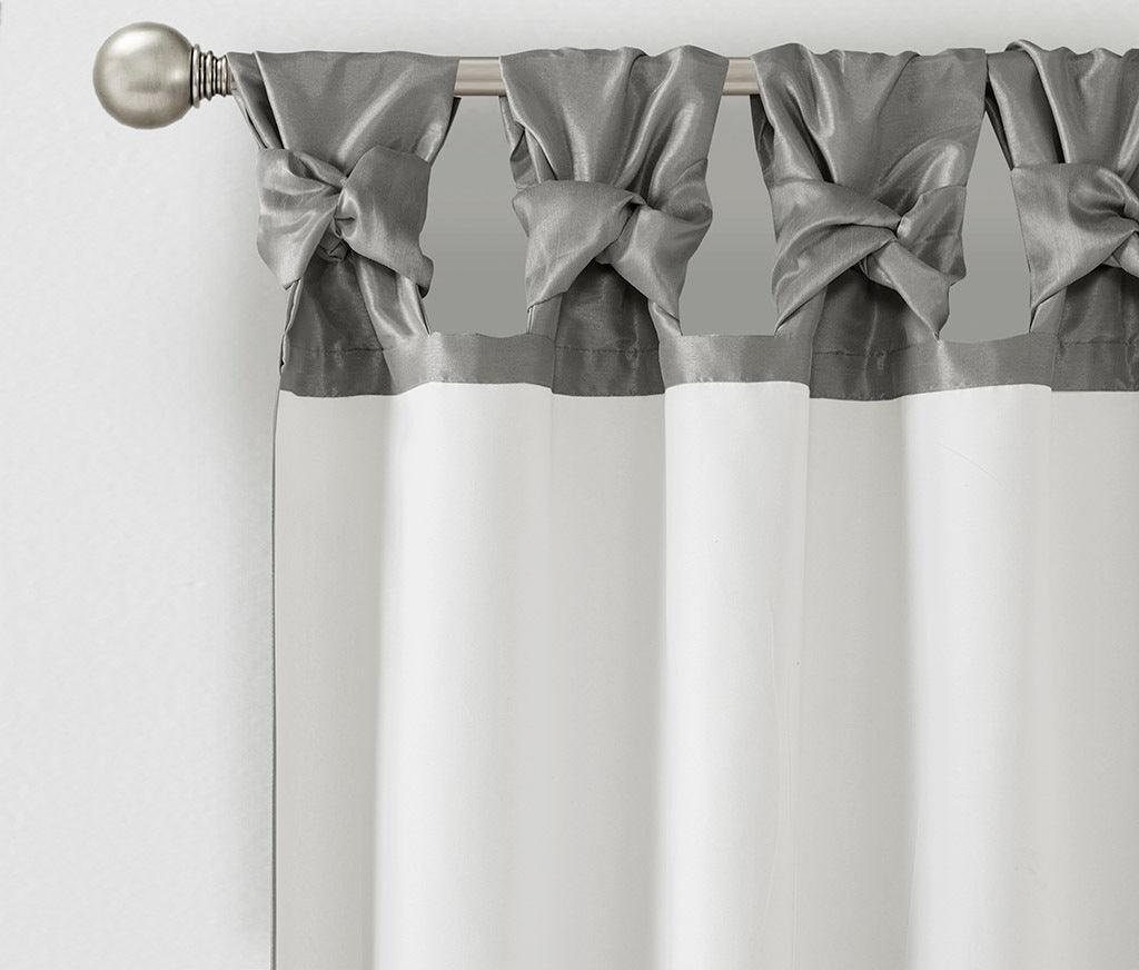 Olliix.com Curtains - Emilia 84 H Twist Tab Window Curtain Collection Charcoal