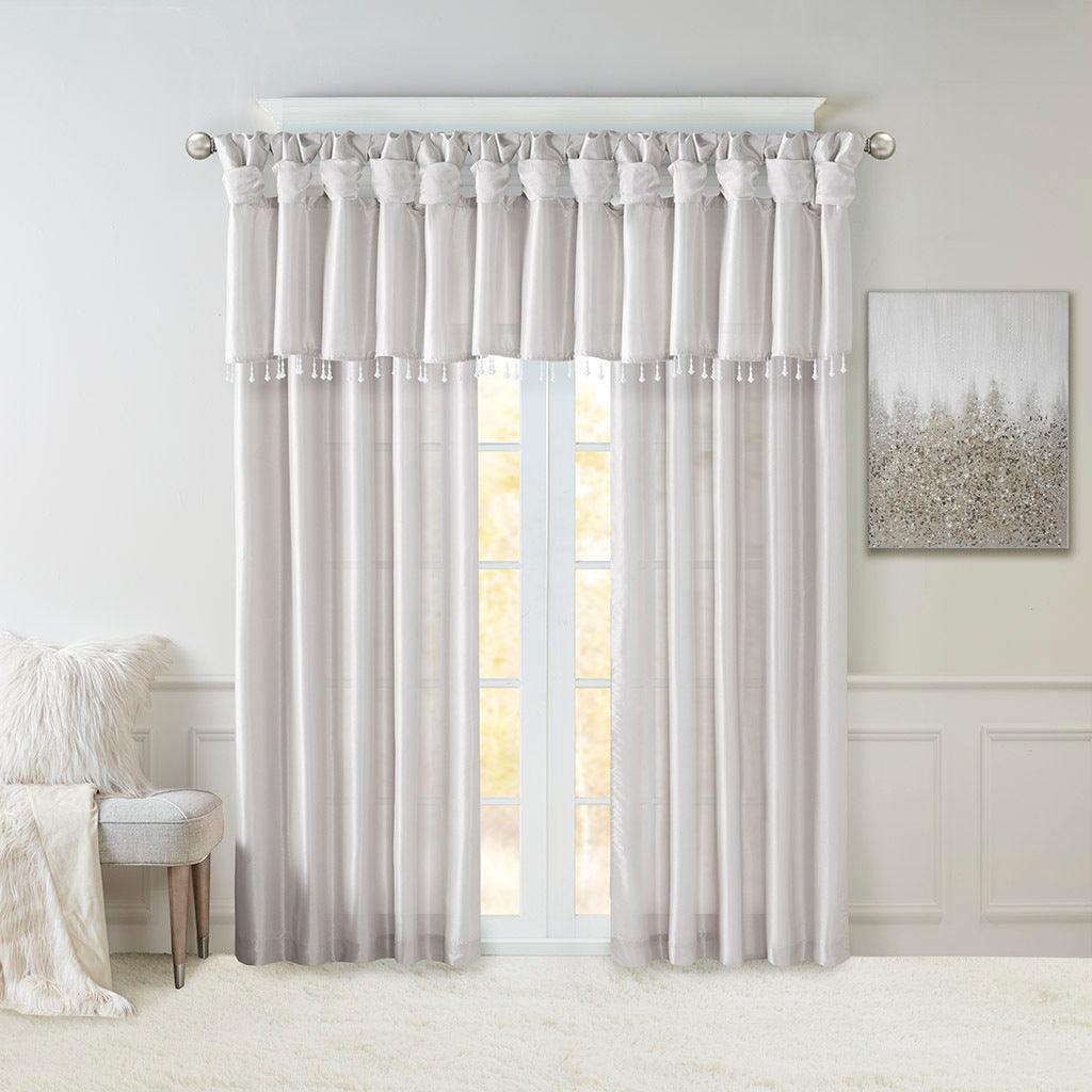 Olliix.com Curtains - Emilia 84 H Twist Tab Window Curtain Collection Silver