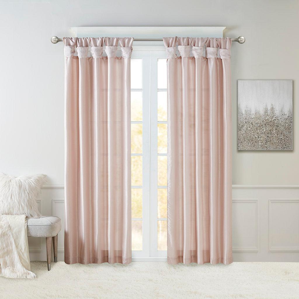 Olliix.com Curtains - Emilia 84" Twist Tab Window Curtain Collection Blush