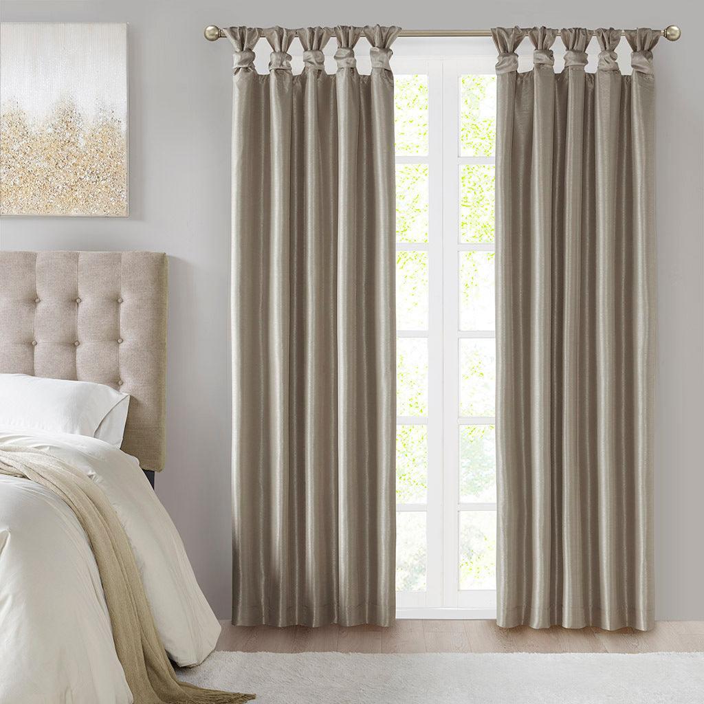 Olliix.com Curtains - Emilia 84" Twist Tab Window Curtain Collection Pewter