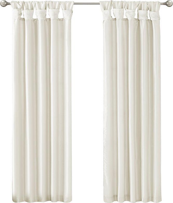 Olliix.com Curtains - Emilia 95" Twist Tab Window Curtain Collection White