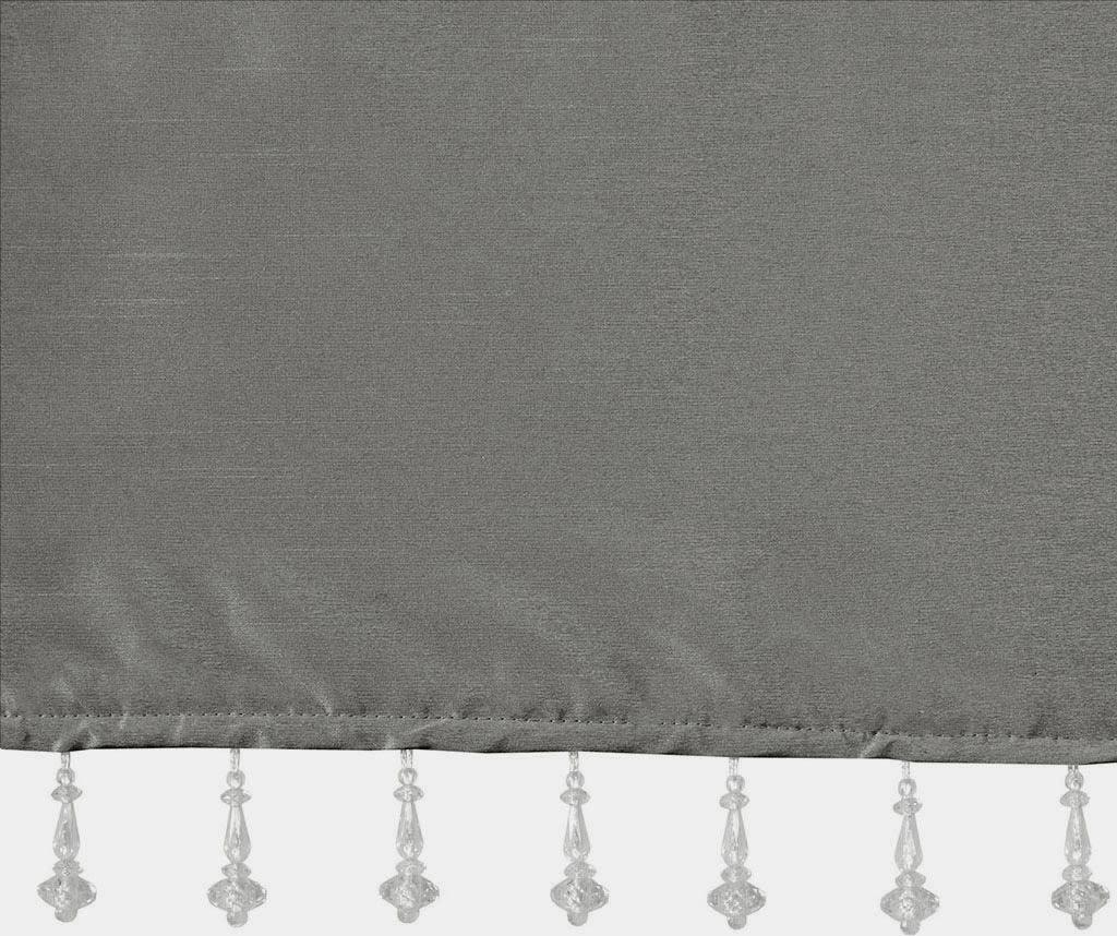 Olliix.com Curtains - Emilia Lightweight Faux Silk Valance With Beads Charcoal