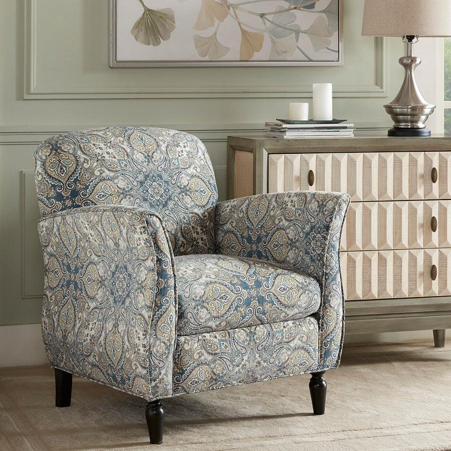 Olliix.com Accent Chairs - Escher Accent Chair Blue Multicolor & Brown