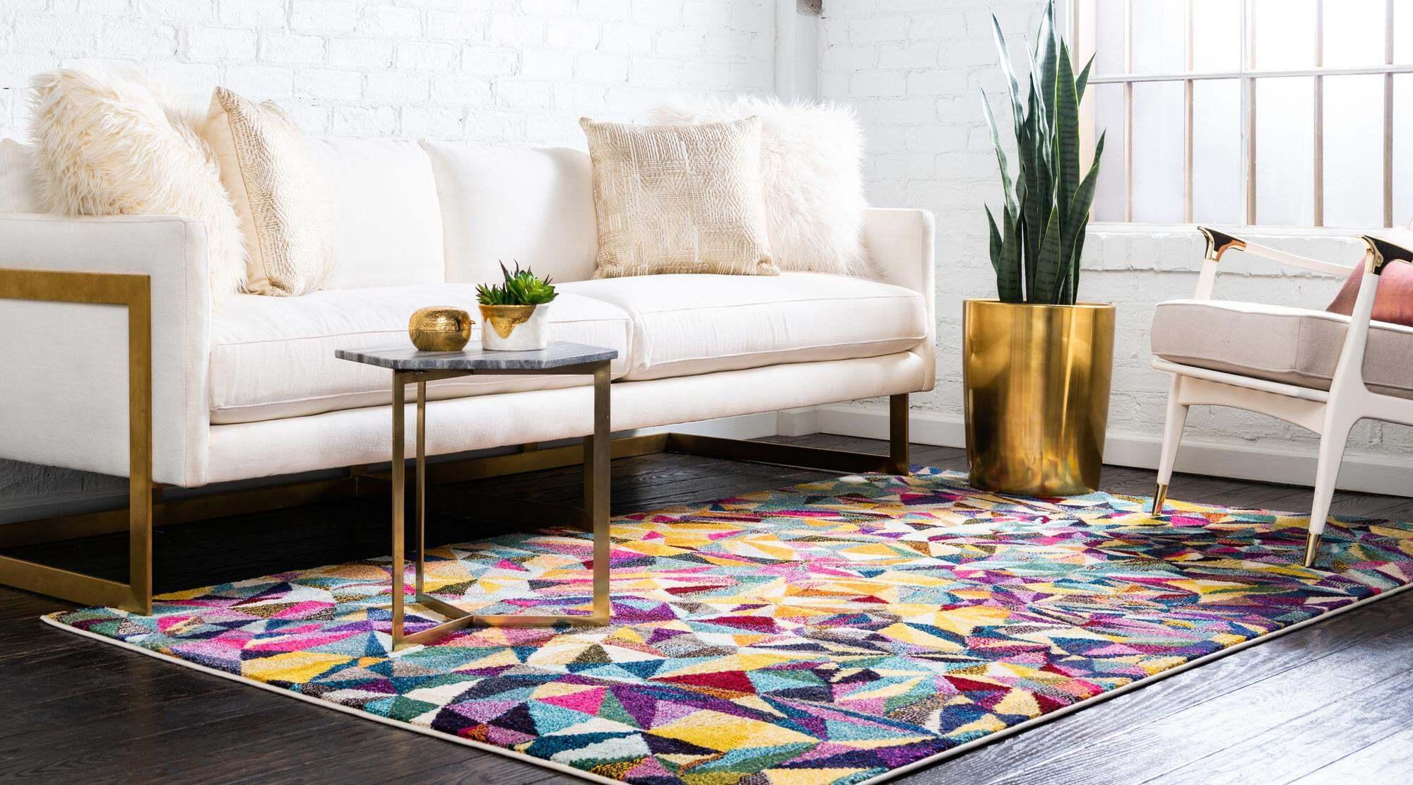 Unique Loom Indoor Rugs - Estrella Geometric Rectangular 9x12 Rug Multi & Beige