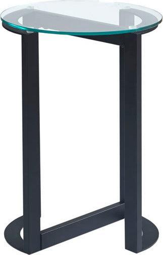 Olliix.com Side & End Tables - Evan Round Glass Accent End Table Black