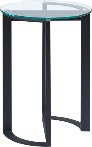 Olliix.com Side & End Tables - Evan Round Glass Accent End Table Black