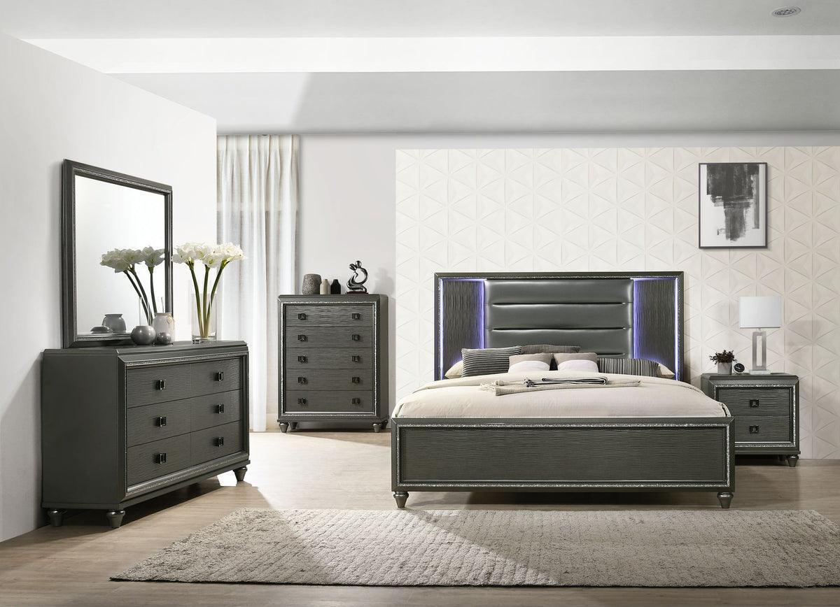 Elements Bedroom Sets - Faris Queen Panel 3Pc Bedroom Set In Black