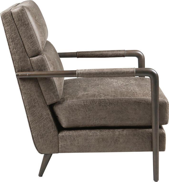 Olliix.com Accent Chairs - Faux Leather Channel Accent Armchair Brown MP100-1188