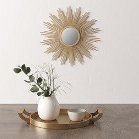 Olliix.com Mirrors - Fiore 14.5" Round Sunburst Wall Decor Mirror Gold