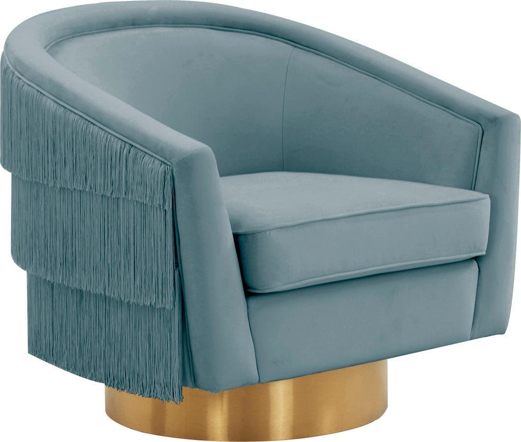 Tov Furniture Accent Chairs - Flapper Bluestone Swivel Chair