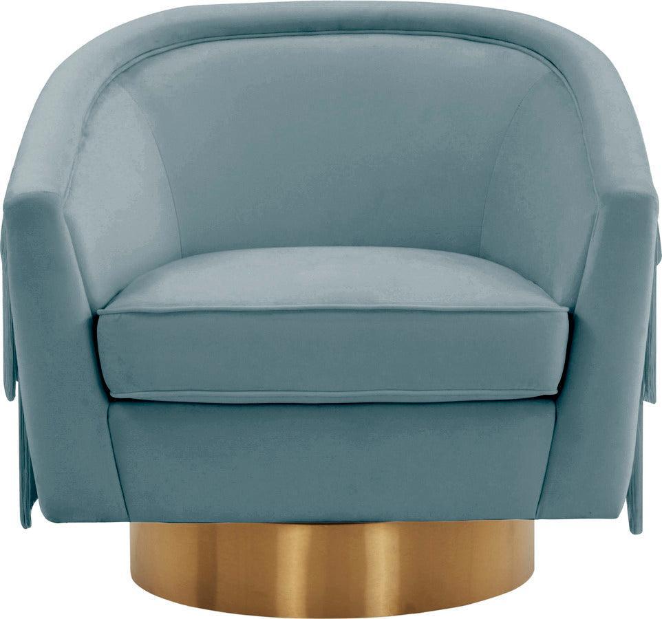 Tov Furniture Accent Chairs - Flapper Bluestone Swivel Chair