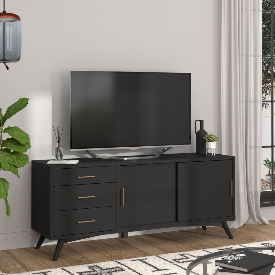 Alpine Furniture TV & Media Units - Flynn Large TV Console Black