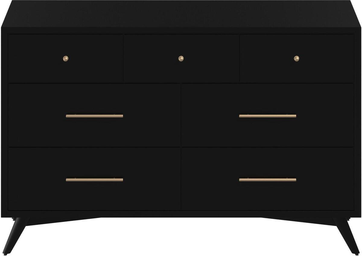 Alpine Furniture Dressers - Flynn Mid Century Modern 7 Drawer Dresser Black