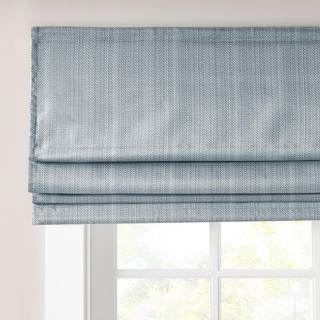 Olliix.com Curtains - Galen 64" Basketweave Light Filtering Roman Shade Blue