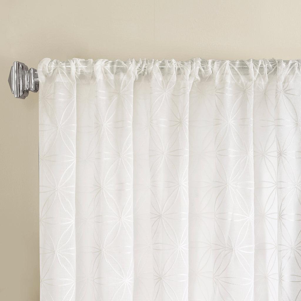 Olliix.com Curtains - Gemma 84" Sheer Embroidered Window Curtain White