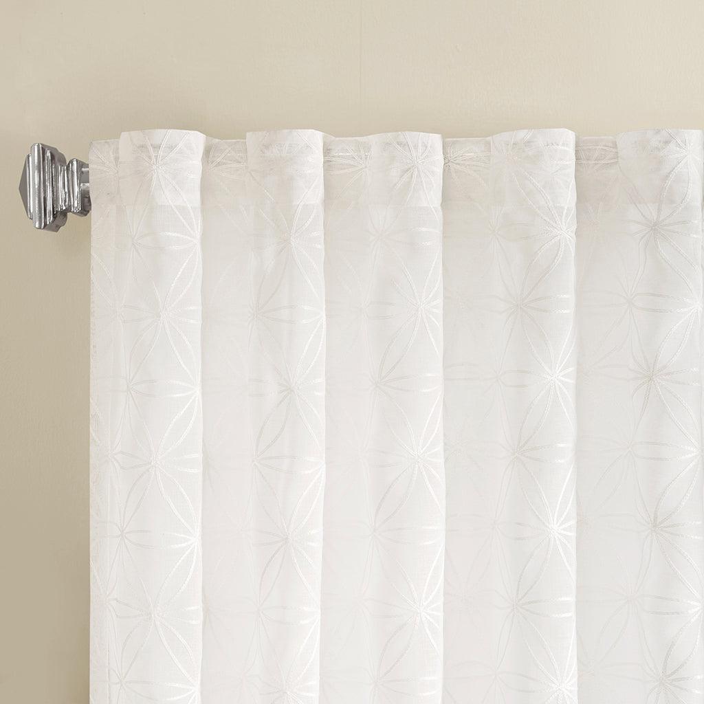 Olliix.com Curtains - Gemma 84" Sheer Embroidered Window Curtain White