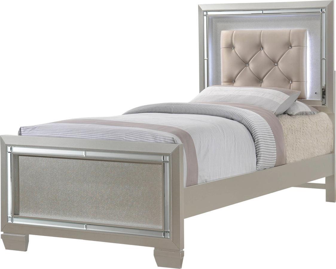 Elements Bedroom Sets - Glamour Youth Twin Platform 4PC Bedroom Set Champagne