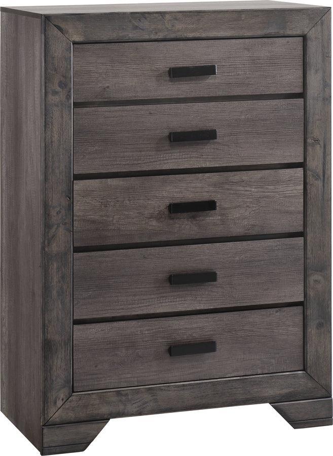 Elements Bedroom Sets - Grayson King Storage Poster 6PC Bedroom Set Grey Oak