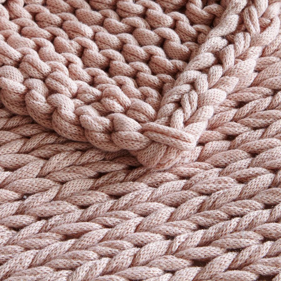 Olliix.com Pillows & Throws - Handmade Country Chunky Double Knit Throw 50"W x 60"L Blush