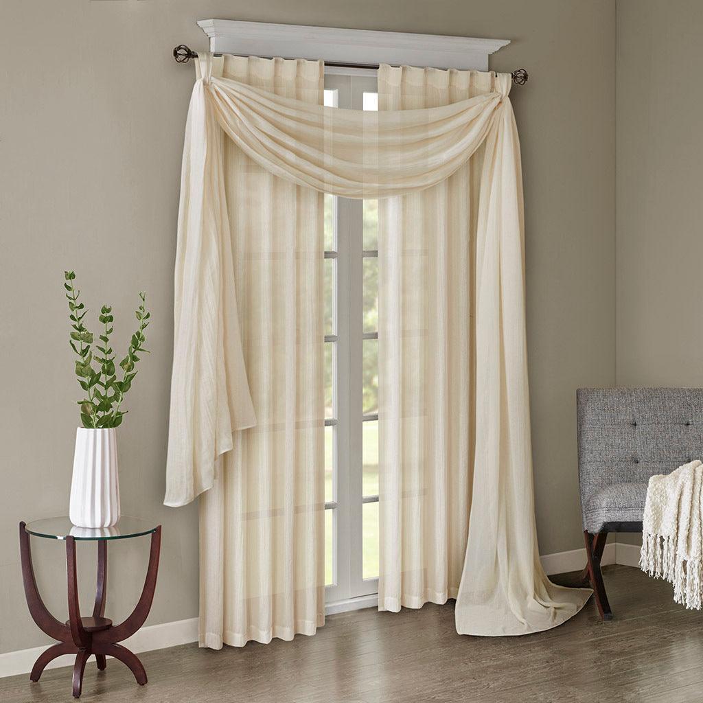 Olliix.com Curtains - Harper 216" Solid Crushed Scarf Sheer Cream