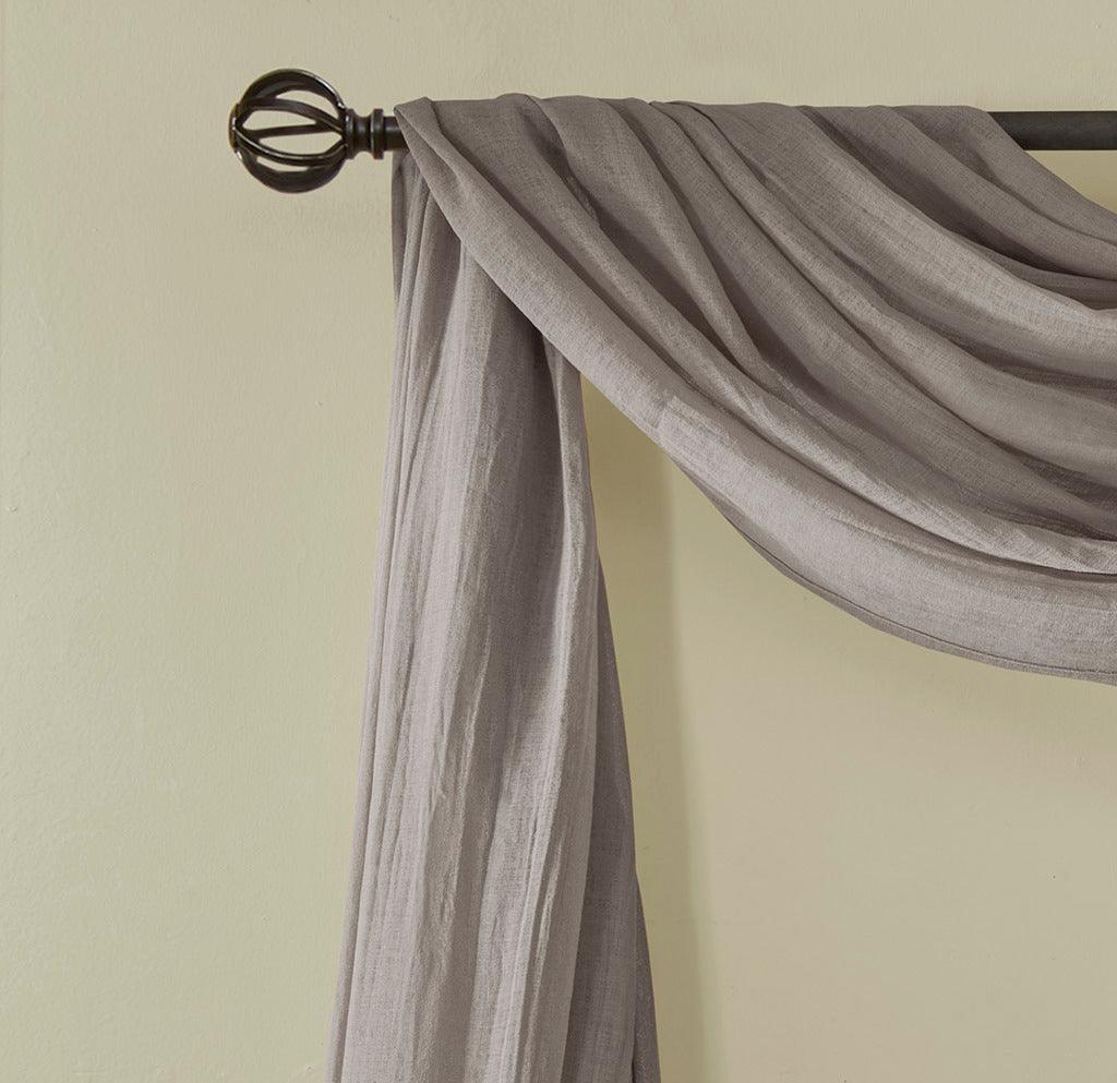 Olliix.com Curtains - Harper 216" Solid Crushed Scarf Sheer Gray