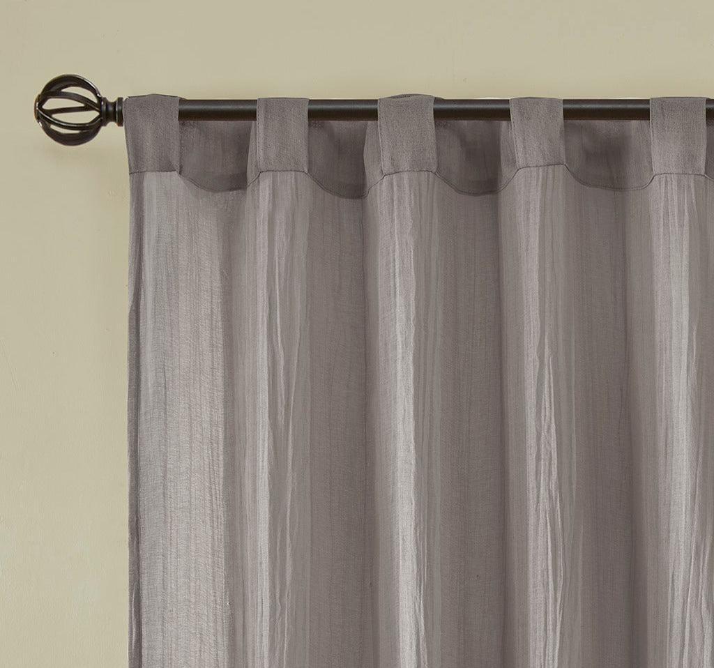 Olliix.com Curtains - Harper 84" Solid Crushed Window Panel Pair Gray